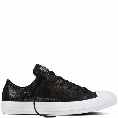 Converse Chuck Taylor All Star Nubuck Tipped Metallic Low Tops Womens - Black/Silver/White Shoes (447WTQVA)